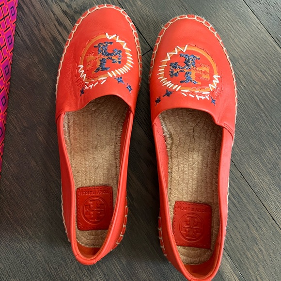 Tory Burch Coral Daley Leather Espadrilles Flats - Picture 7 of 8